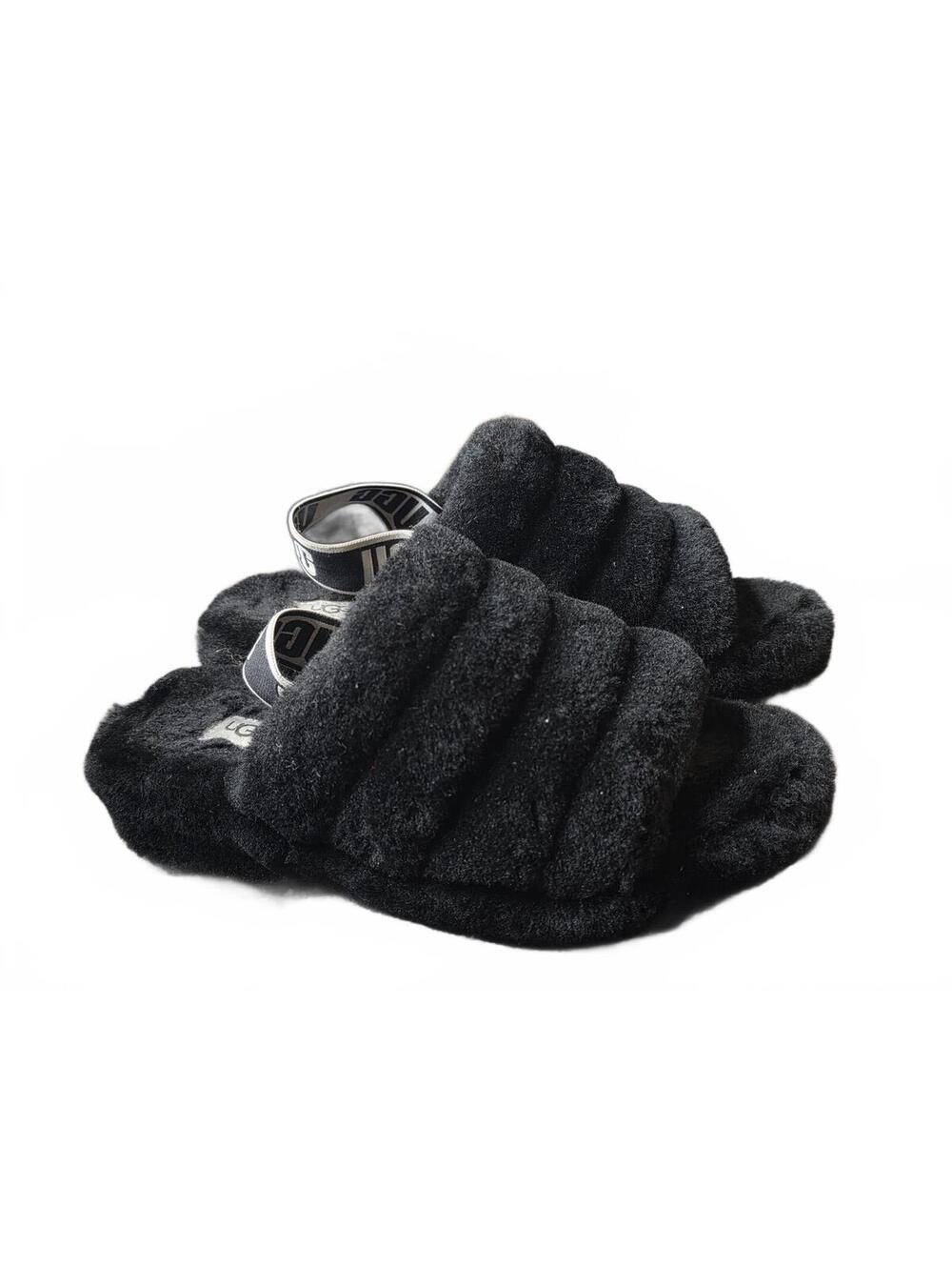 UGG Fluff Yeah Slide Sandals Slingback Slippers Womens Size 7 Black